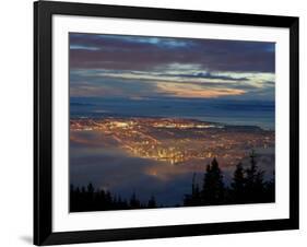 City from Grouse Mountain at Sunset, North Vancouver, Vancouver, Canada-Lawrence Worcester-Framed Photographic Print