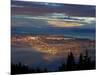 City from Grouse Mountain at Sunset, North Vancouver, Vancouver, Canada-Lawrence Worcester-Mounted Photographic Print