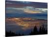 City from Grouse Mountain at Sunset, North Vancouver, Vancouver, Canada-Lawrence Worcester-Stretched Canvas