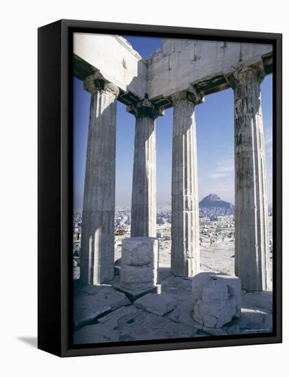 City from the Parthenon, Athens, Greece, Europe-John Ross-Framed Stretched Canvas
