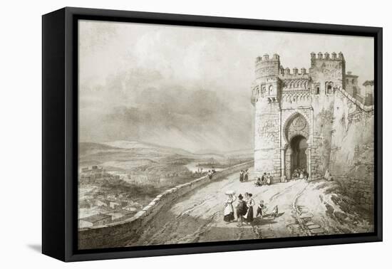 City Gate in Toledo-Jenaro Perez Villaamil-Framed Stretched Canvas