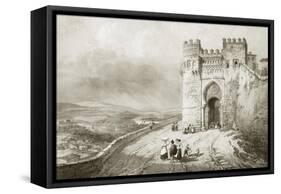 City Gate in Toledo-Jenaro Perez Villaamil-Framed Stretched Canvas