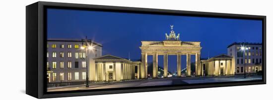 City Gate Lit Up at Night, Brandenburg Gate, Pariser Platz, Berlin, Germany-null-Framed Stretched Canvas