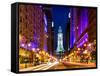 City Hall and Avenue of the Arts by Night, Philadelphia, Pennsylvania, United States-Philippe Hugonnard-Framed Stretched Canvas