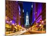 City Hall and Avenue of the Arts by Night, Philadelphia, Pennsylvania, United States-Philippe Hugonnard-Mounted Photographic Print