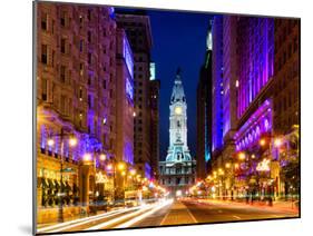 City Hall and Avenue of the Arts by Night, Philadelphia, Pennsylvania, United States-Philippe Hugonnard-Mounted Premium Photographic Print