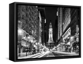 City Hall and Avenue of the Arts by Night, Philadelphia, Pennsylvania, US, White Frame-Philippe Hugonnard-Framed Stretched Canvas