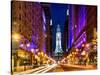 City Hall and Avenue of the Arts by Night, Philadelphia, Pennsylvania, US, White Frame-Philippe Hugonnard-Stretched Canvas