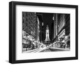 City Hall and Avenue of the Arts by Night, Philadelphia, Pennsylvania, US-Philippe Hugonnard-Framed Photographic Print