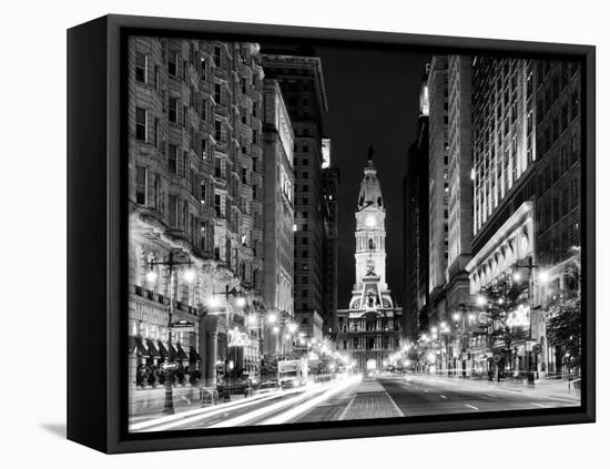 City Hall and Avenue of the Arts by Night, Philadelphia, Pennsylvania, US-Philippe Hugonnard-Framed Stretched Canvas