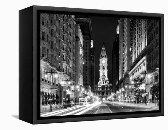 City Hall and Avenue of the Arts by Night, Philadelphia, Pennsylvania, US-Philippe Hugonnard-Framed Stretched Canvas