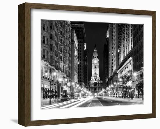 City Hall and Avenue of the Arts by Night, Philadelphia, Pennsylvania, US-Philippe Hugonnard-Framed Photographic Print