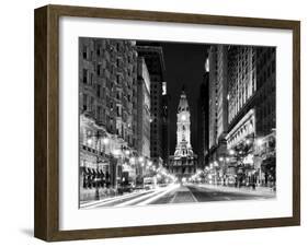 City Hall and Avenue of the Arts by Night, Philadelphia, Pennsylvania, US-Philippe Hugonnard-Framed Photographic Print