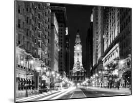 City Hall and Avenue of the Arts by Night, Philadelphia, Pennsylvania, US-Philippe Hugonnard-Mounted Photographic Print