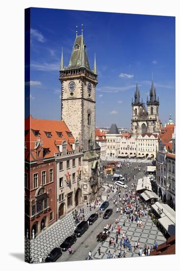 City Hall and Church of Our Lady Before Tyn on Old Town Square in Prague, Czech Republic-null-Stretched Canvas