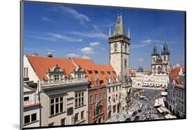 City Hall and Church of Our Lady Before Tyn on Old Town Square in Prague, Czech Republic-null-Mounted Art Print