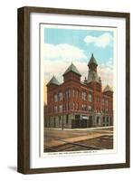City Hall and Fire Station, Corning, New York-null-Framed Art Print