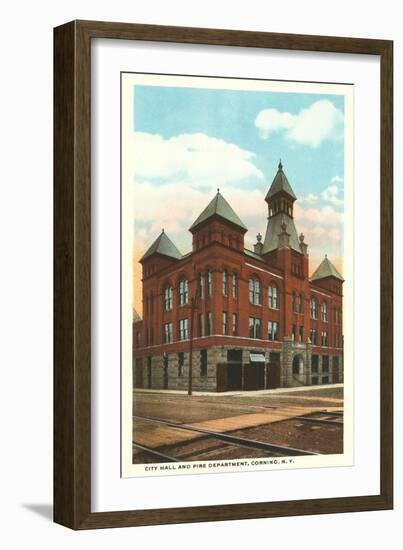 City Hall and Fire Station, Corning, New York-null-Framed Art Print