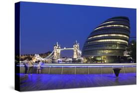 City Hall and Tower Bridge at Night, London, England, United Kingdom, Europe-Markus Lange-Stretched Canvas