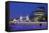 City Hall and Tower Bridge at Night, London, England, United Kingdom, Europe-Markus Lange-Framed Stretched Canvas