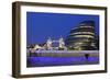 City Hall and Tower Bridge at Night, London, England, United Kingdom, Europe-Markus Lange-Framed Photographic Print