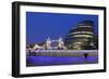 City Hall and Tower Bridge at Night, London, England, United Kingdom, Europe-Markus Lange-Framed Photographic Print