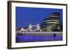 City Hall and Tower Bridge at Night, London, England, United Kingdom, Europe-Markus Lange-Framed Photographic Print