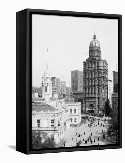 City Hall and World Building, New York-null-Framed Stretched Canvas