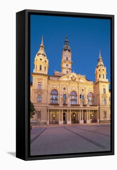 City Hall at Dusk, Gyor, Western Transdanubia, Hungary, Europe-Ian Trower-Framed Stretched Canvas