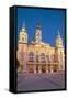 City Hall at Dusk, Gyor, Western Transdanubia, Hungary, Europe-Ian Trower-Framed Stretched Canvas