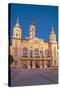 City Hall at Dusk, Gyor, Western Transdanubia, Hungary, Europe-Ian Trower-Stretched Canvas