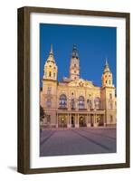City Hall at Dusk, Gyor, Western Transdanubia, Hungary, Europe-Ian Trower-Framed Photographic Print