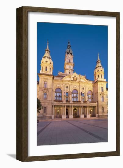 City Hall at Dusk, Gyor, Western Transdanubia, Hungary, Europe-Ian Trower-Framed Photographic Print