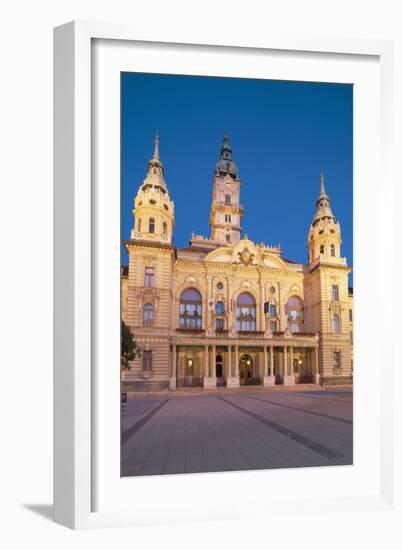 City Hall at Dusk, Gyor, Western Transdanubia, Hungary, Europe-Ian Trower-Framed Photographic Print