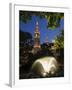 City Hall at Dusk with Fountain in Foreground, Vienna, Austria-Charles Bowman-Framed Photographic Print