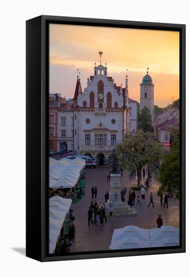 City Hall at Sunset, Market Square, Old Town, Rzeszow, Poland, Europe-Frank Fell-Framed Stretched Canvas