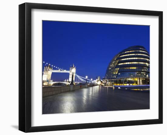 City Hall Building, Home of the Greater London Authority, Tower Bridge over the River Thames, Borou-Kimberley Coole-Framed Photographic Print