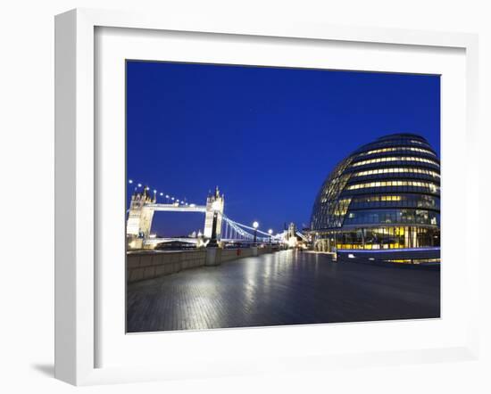 City Hall Building, Home of the Greater London Authority, Tower Bridge over the River Thames, Borou-Kimberley Coole-Framed Photographic Print