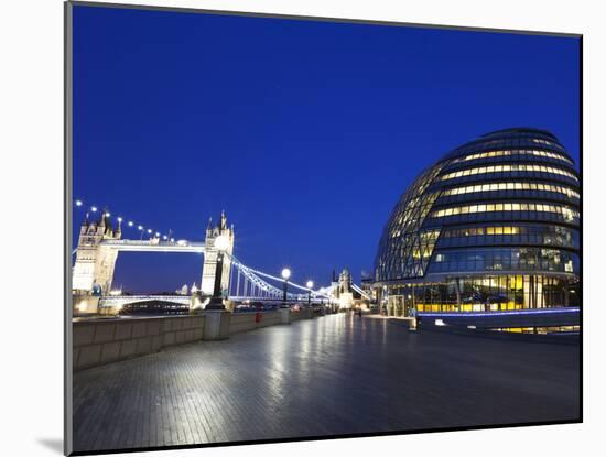 City Hall Building, Home of the Greater London Authority, Tower Bridge over the River Thames, Borou-Kimberley Coole-Mounted Photographic Print