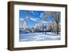 City Hall, Cathays Park, Civic Centre in snow, Cardiff, Wales, United Kingdom, Europe-Billy Stock-Framed Photographic Print