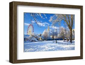 City Hall, Cathays Park, Civic Centre in snow, Cardiff, Wales, United Kingdom, Europe-Billy Stock-Framed Photographic Print