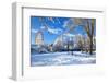 City Hall, Cathays Park, Civic Centre in snow, Cardiff, Wales, United Kingdom, Europe-Billy Stock-Framed Photographic Print