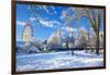 City Hall, Cathays Park, Civic Centre in snow, Cardiff, Wales, United Kingdom, Europe-Billy Stock-Framed Photographic Print