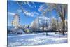 City Hall, Cathays Park, Civic Centre in snow, Cardiff, Wales, United Kingdom, Europe-Billy Stock-Stretched Canvas