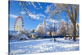 City Hall, Cathays Park, Civic Centre in snow, Cardiff, Wales, United Kingdom, Europe-Billy Stock-Stretched Canvas