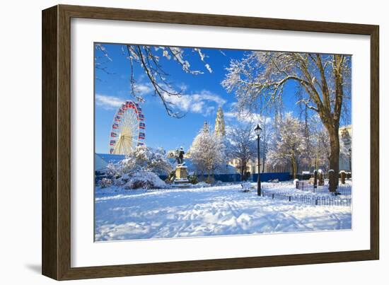 City Hall, Cathays Park, Civic Centre in snow, Cardiff, Wales, United Kingdom, Europe-Billy Stock-Framed Photographic Print