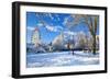 City Hall, Cathays Park, Civic Centre in snow, Cardiff, Wales, United Kingdom, Europe-Billy Stock-Framed Photographic Print