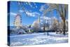 City Hall, Cathays Park, Civic Centre in snow, Cardiff, Wales, United Kingdom, Europe-Billy Stock-Stretched Canvas