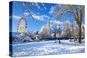 City Hall, Cathays Park, Civic Centre in snow, Cardiff, Wales, United Kingdom, Europe-Billy Stock-Stretched Canvas