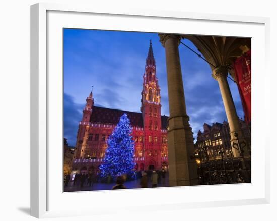 City Hall, Grand Place, UNESCO World Heritage Site, at Christmas Time, Brussels, Belgium, Europe-Marco Cristofori-Framed Photographic Print